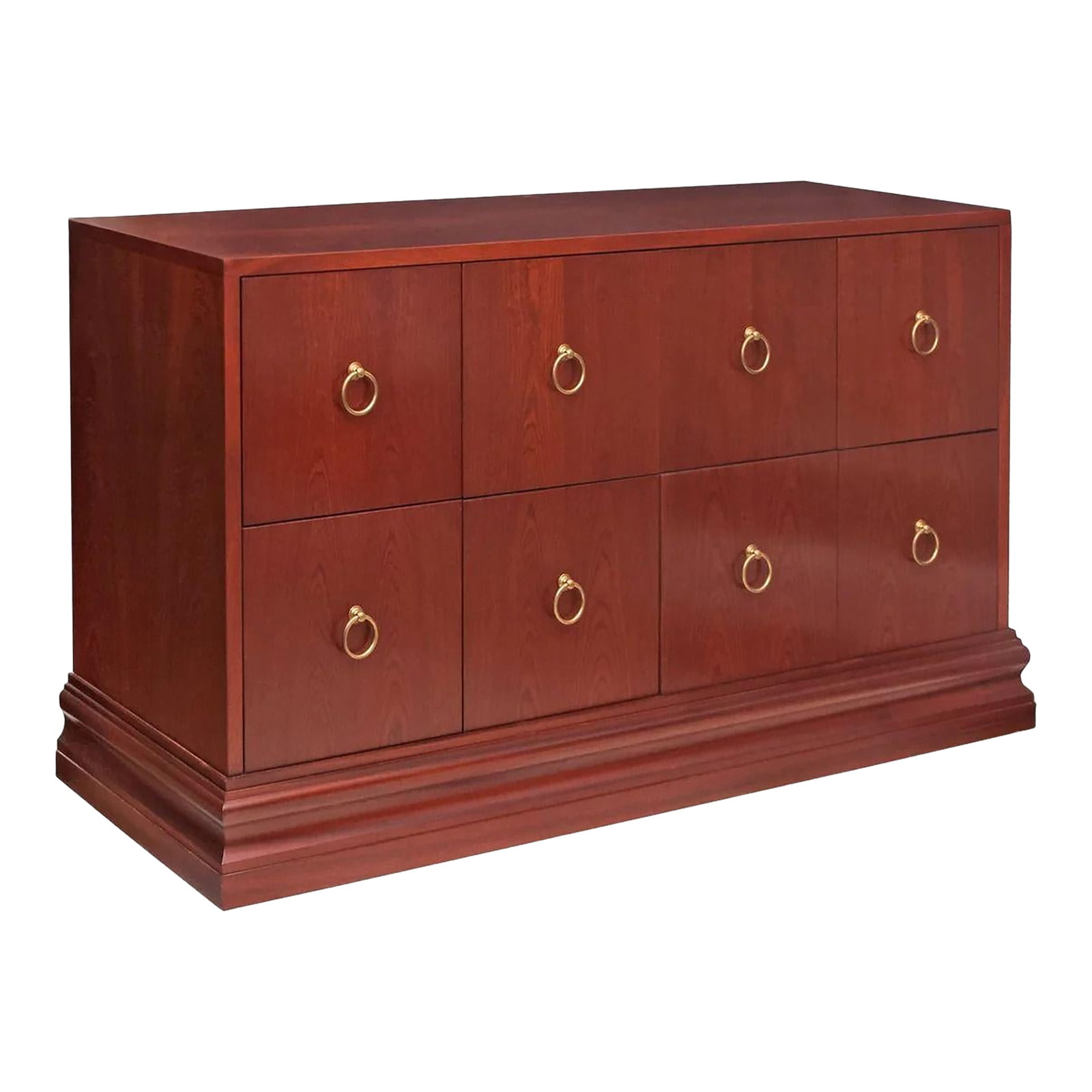 1990s Modern Mahogany Dresser or Credenza: This piece is a modern mahogany dresser that could also be used as a credenza. This has ample storage and is in very good condition. Condition: Alterations: Original Condition Unaltered