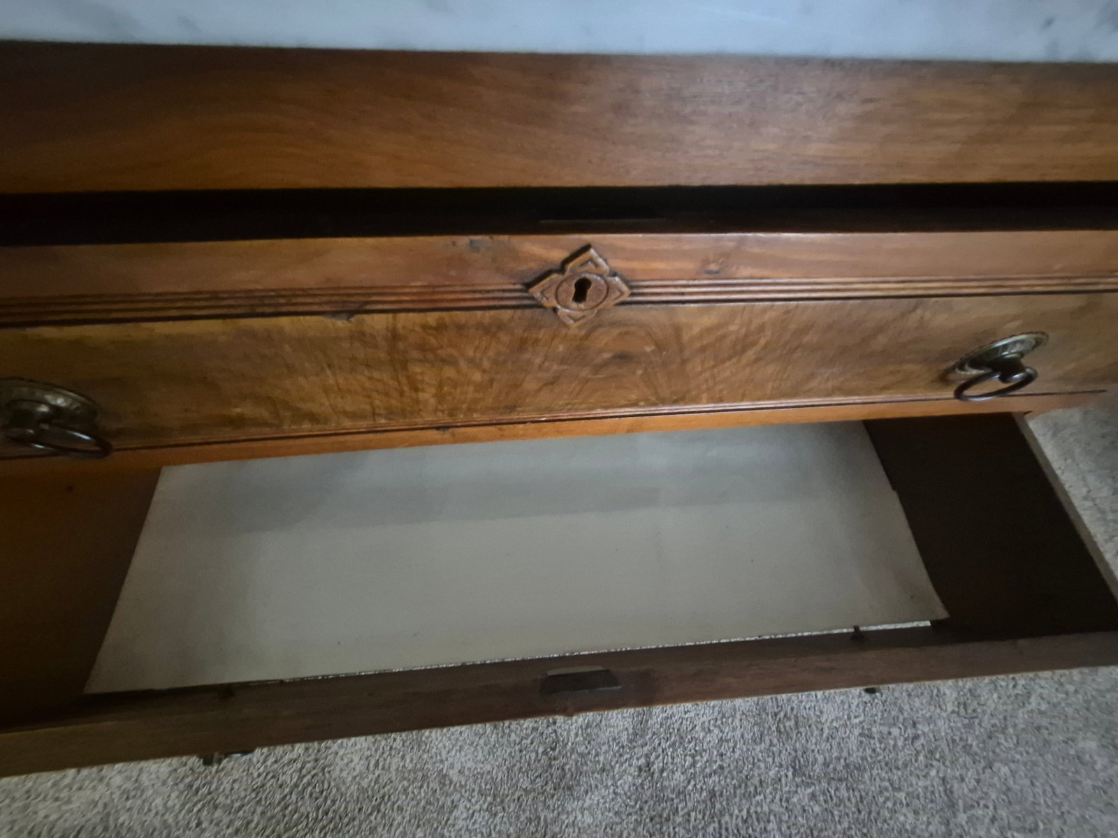 Antique Victorian Eastlake Marble Top Burled Dresser With Swivel Mirror - 6