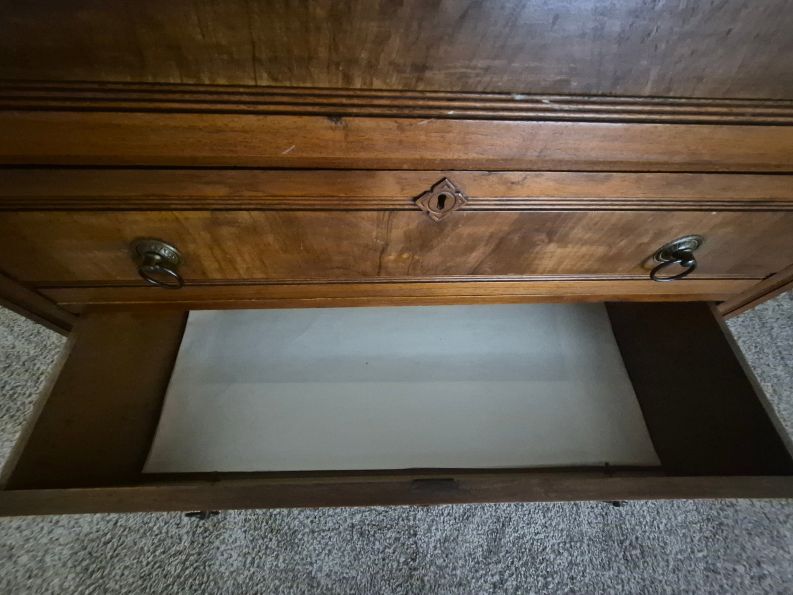 Antique Victorian Eastlake Marble Top Burled Dresser With Swivel Mirror - 7