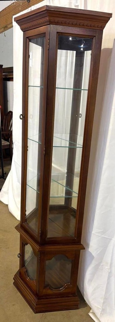 Mid 20th Century Pulaski Walnut Lighted Curio Cabinet - 2