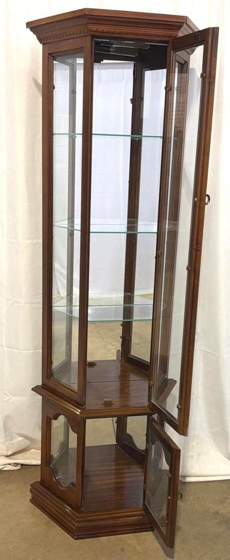 Mid 20th Century Pulaski Walnut Lighted Curio Cabinet - 4