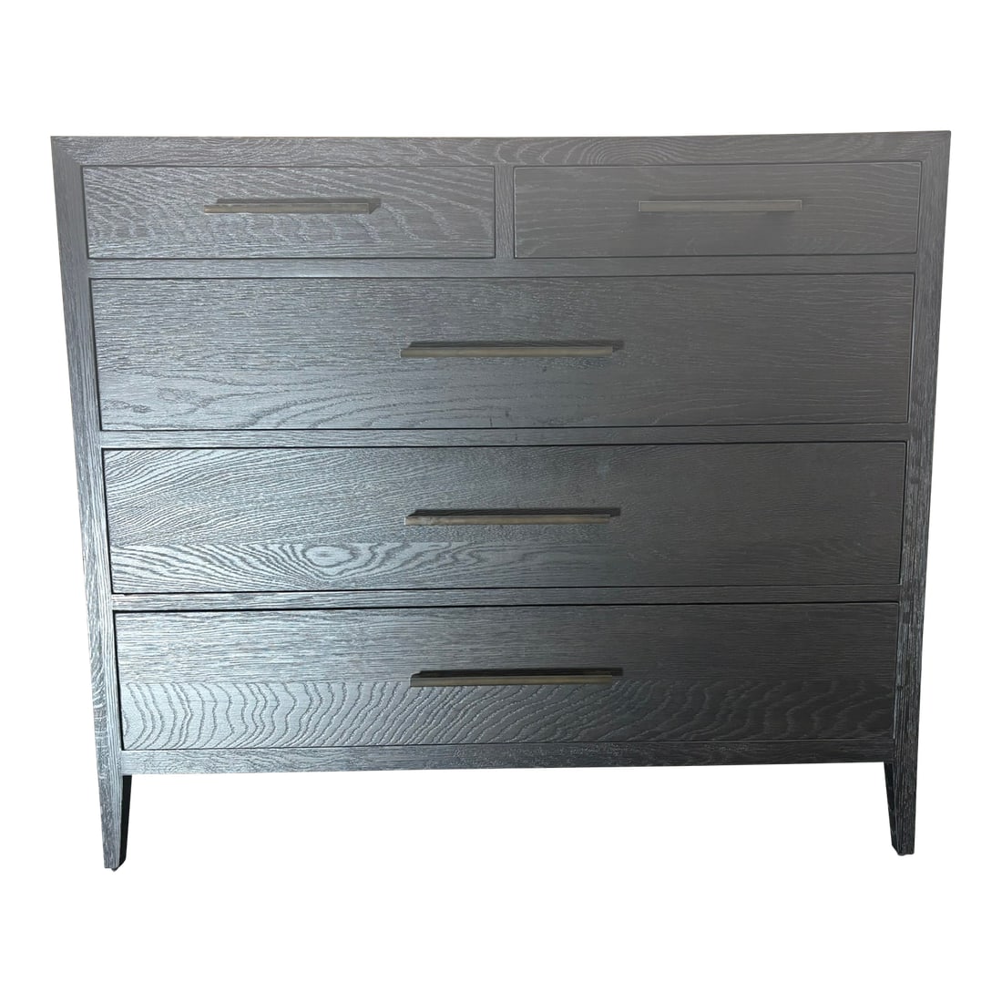 Rh French Contemporary 5-Drawer Dresser Black Oak | Satin Bronze Hardware | Designed by Van Thiels: RH French Contemporary 5-Drawer Dresser Black Oak | Satin Bronze Hardware | Designed by Van Thiels Lightly Pre-Owned | Beautiful Placement-Ready Condition ------------ REFINED EUROPEAN DESIGN, MODERN