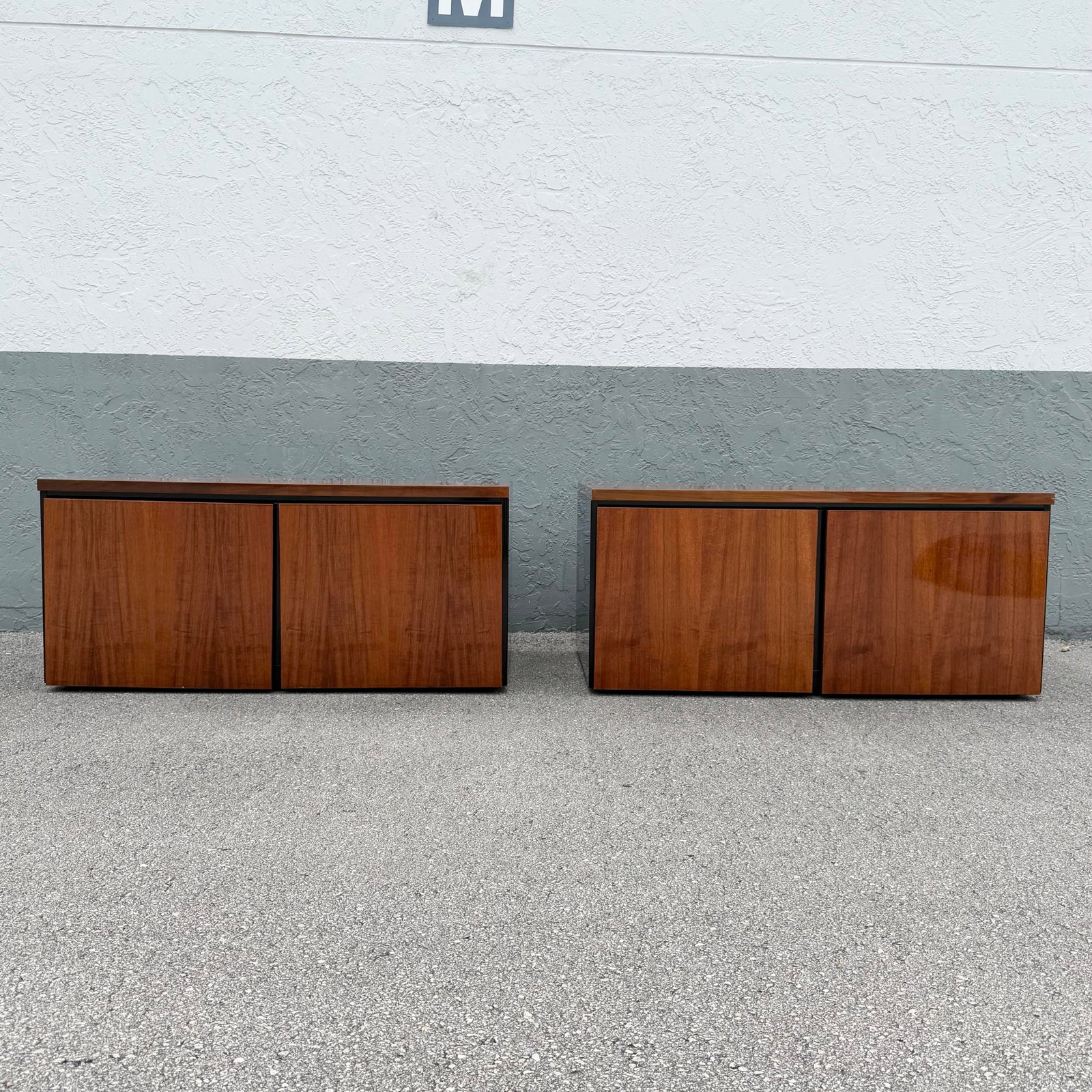 Vintage "Elan" Black Lacquered Koa Wood Cabinets by Henredon - A Pair - 2