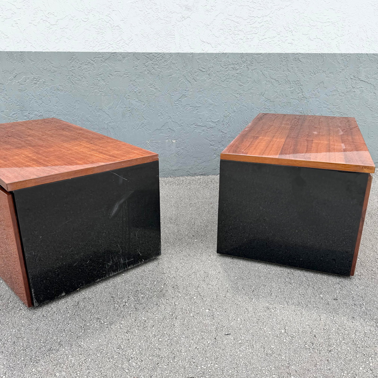 Vintage "Elan" Black Lacquered Koa Wood Cabinets by Henredon - A Pair - 3