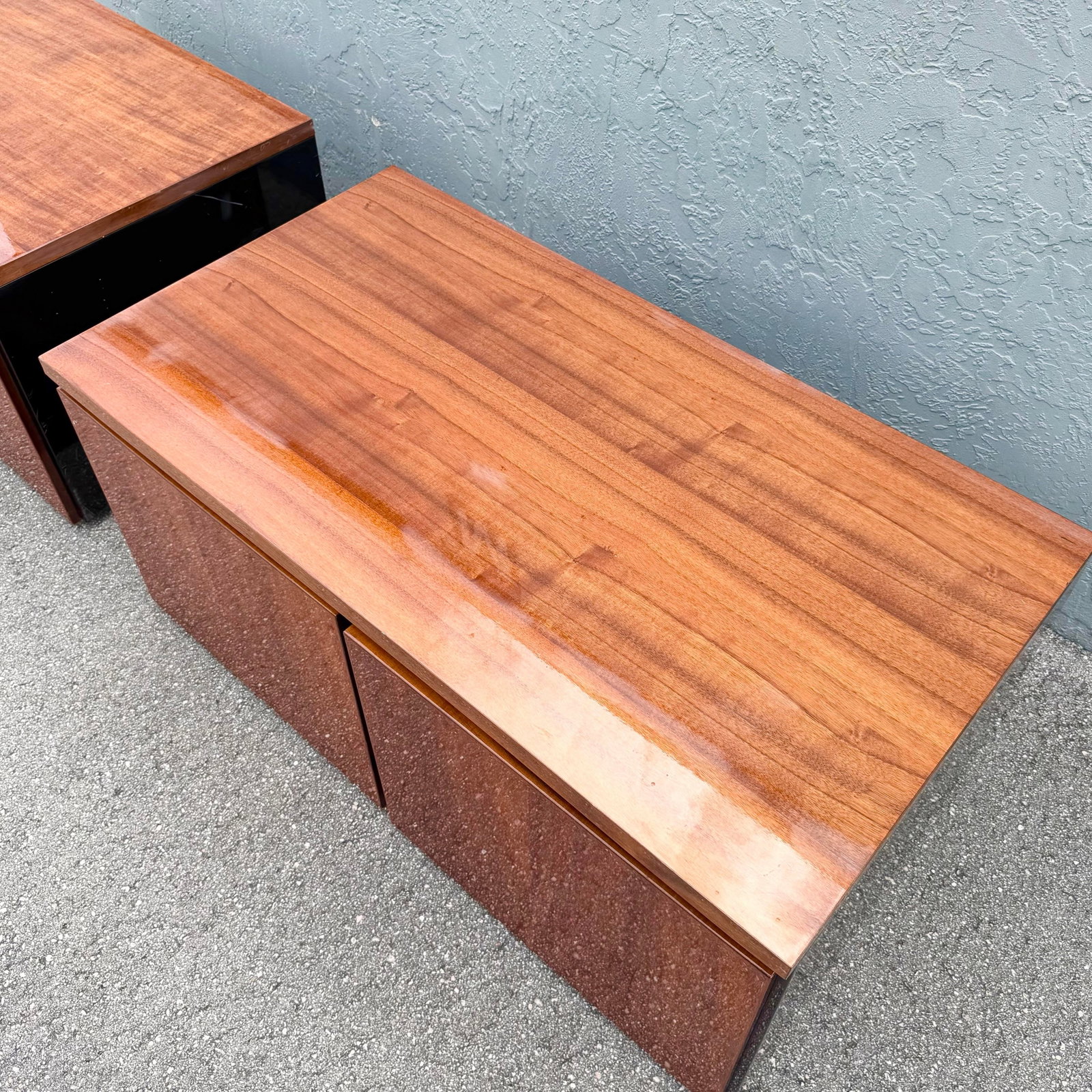 Vintage "Elan" Black Lacquered Koa Wood Cabinets by Henredon - A Pair - 6