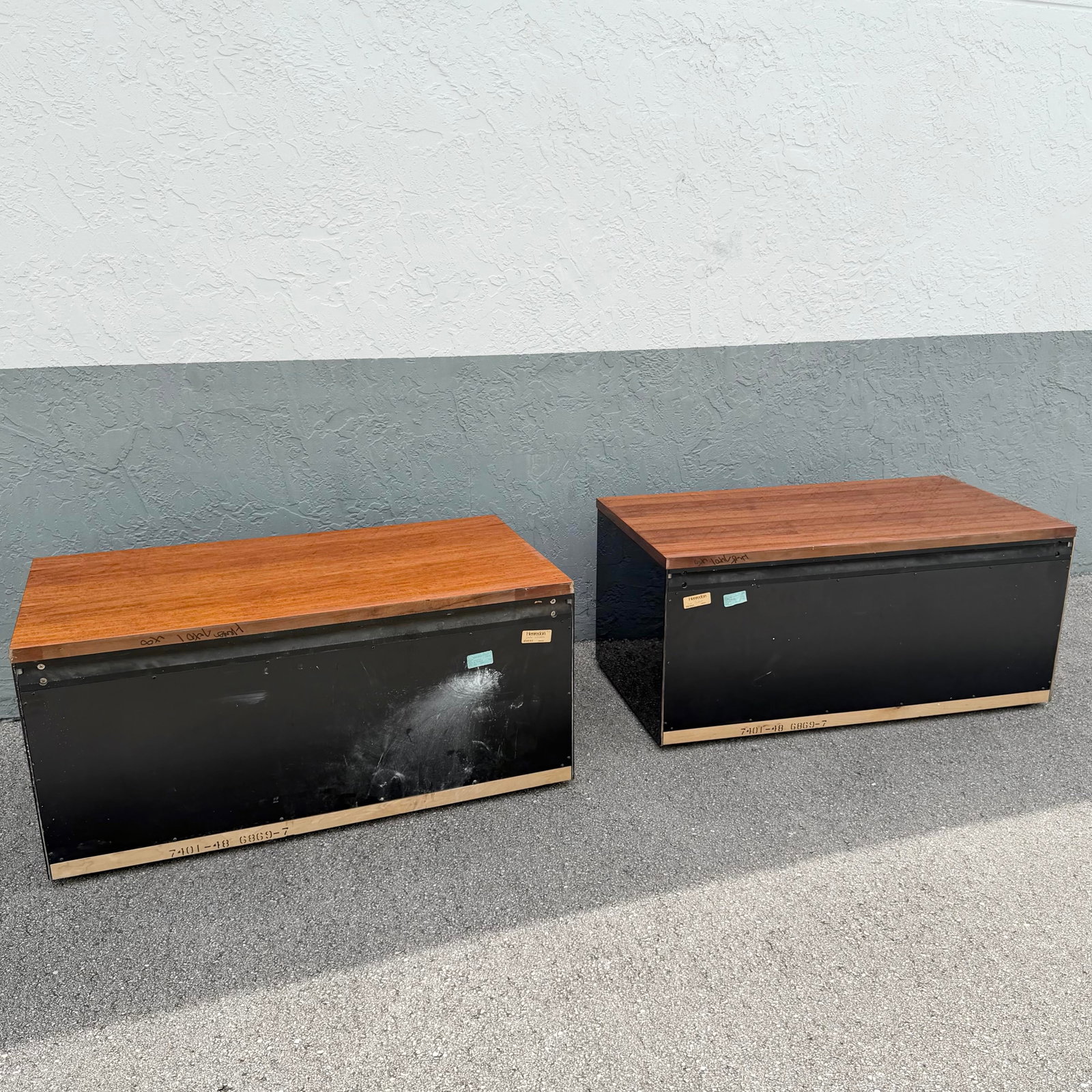 Vintage "Elan" Black Lacquered Koa Wood Cabinets by Henredon - A Pair - 8