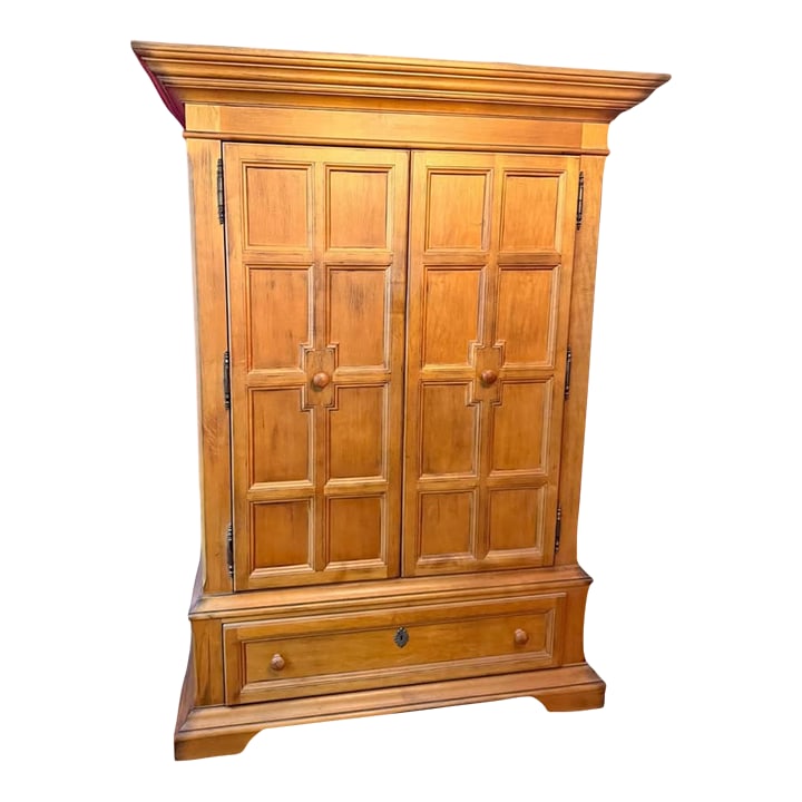 Drexel Heritage 'American Themes' Vintage Distressed Maple Armoire - Made in North Carolina in 1992 (1 of 9)
