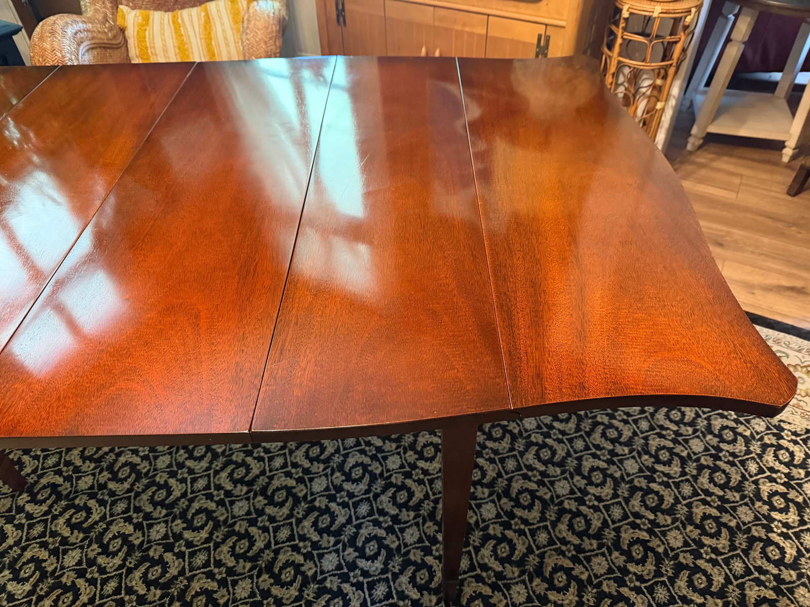 Vintage Drexel "Travis Court" Mahogany Drop-Leaf Dining Table No. 19635 - Includes 3 Leaves & Custom - 14