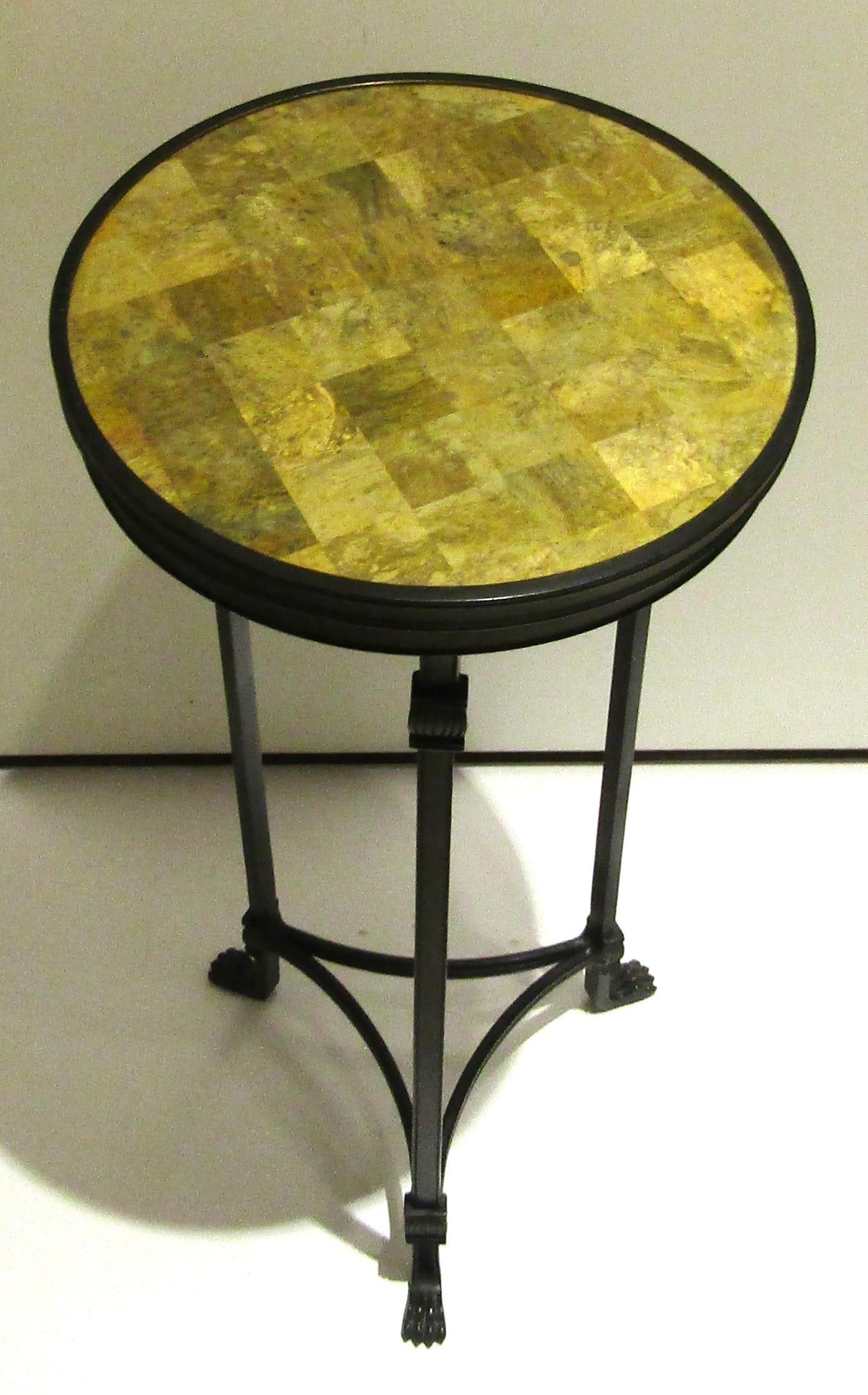Theodore Alexander Empire Style Stone and Bronze Tripod Drink / Accent Table - 3