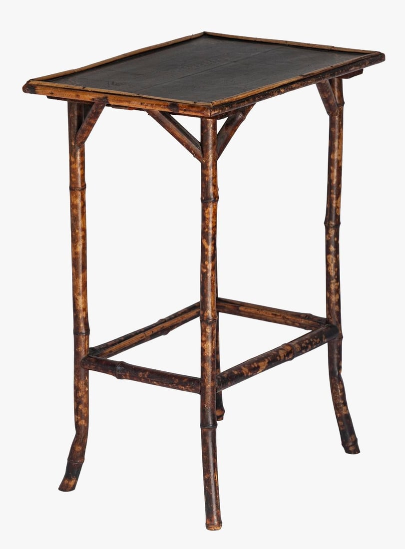Vintage Petite Tortise Bamboo Side Table - 2