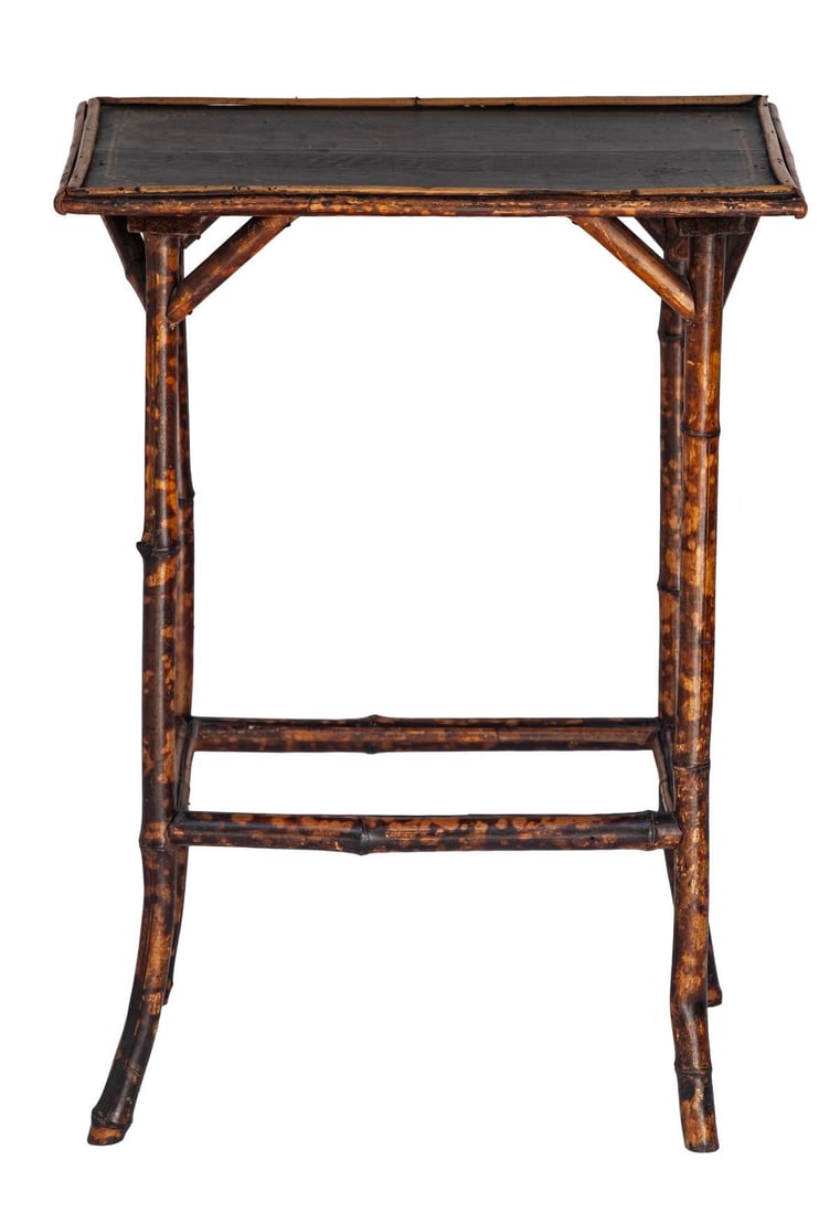 Vintage Petite Tortise Bamboo Side Table - 3