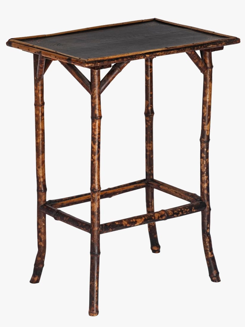 Vintage Petite Tortise Bamboo Side Table - 4