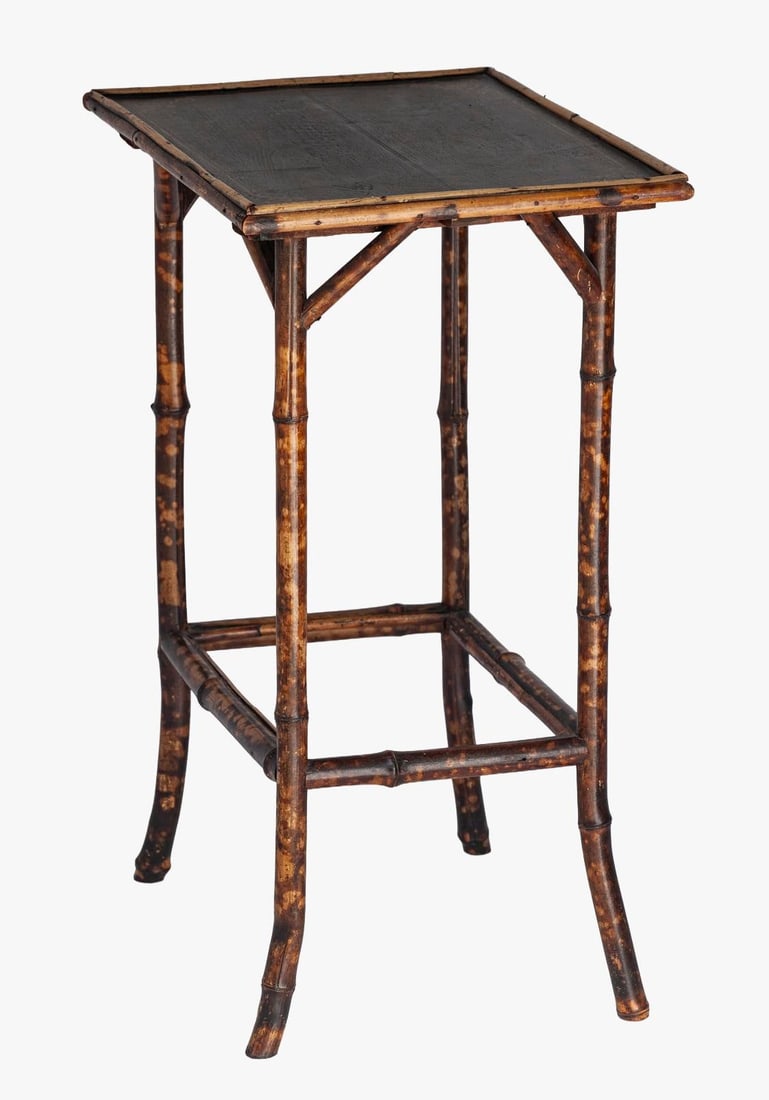 Vintage Petite Tortise Bamboo Side Table - 5