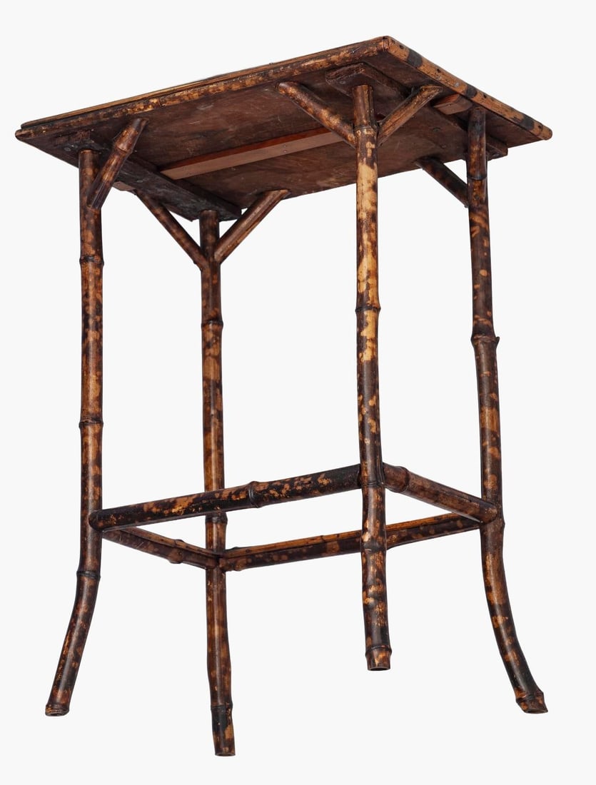 Vintage Petite Tortise Bamboo Side Table - 7