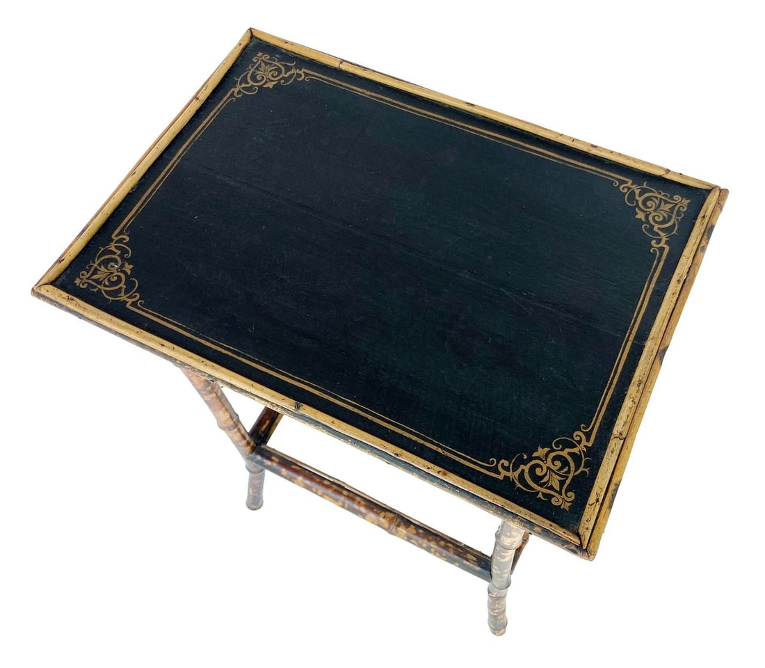 Vintage Petite Tortise Bamboo Side Table - 9
