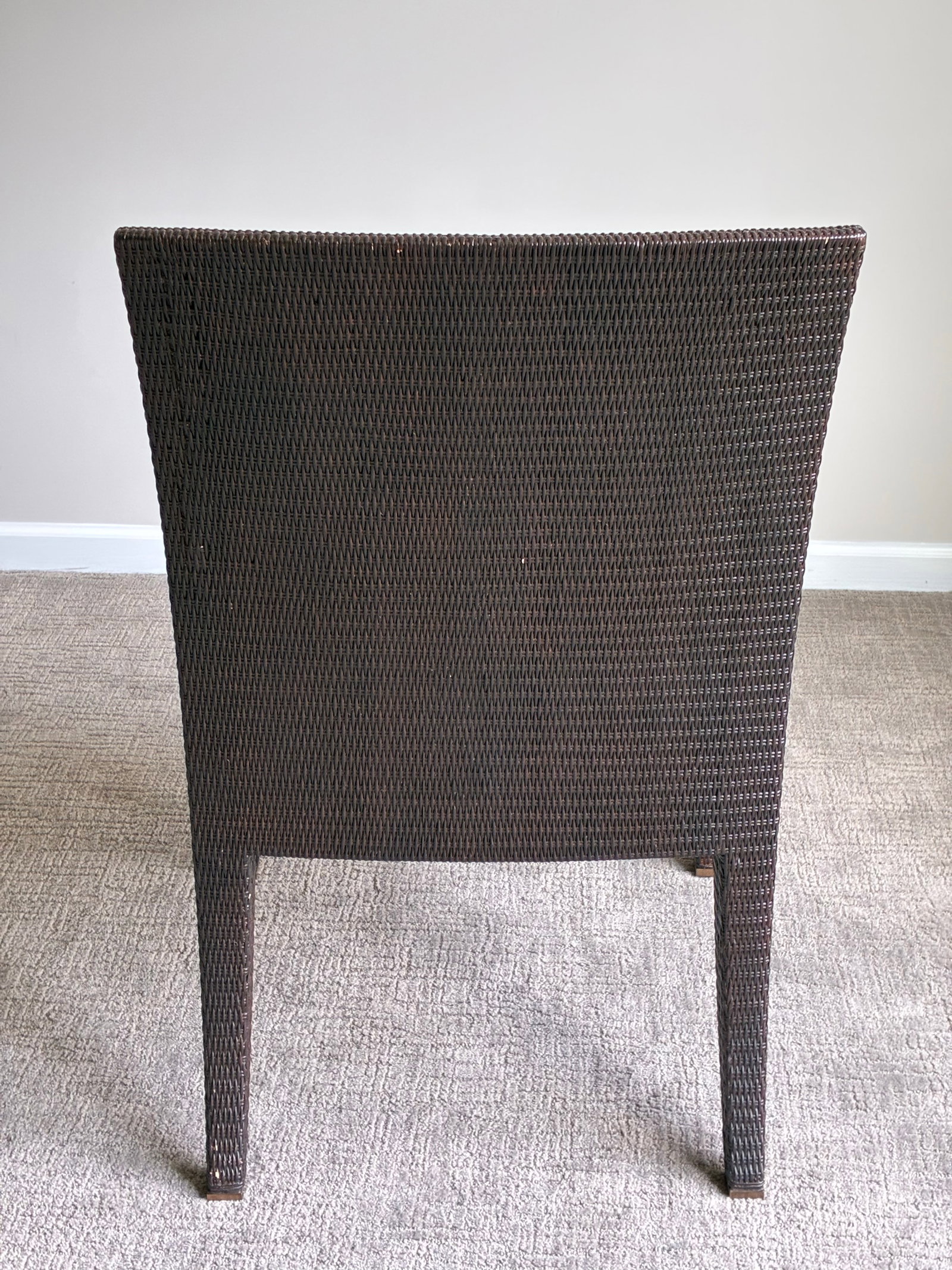 Late 20th Century McGuire Woven Rattan Side Dining Chair With Ivory Cushion - 4