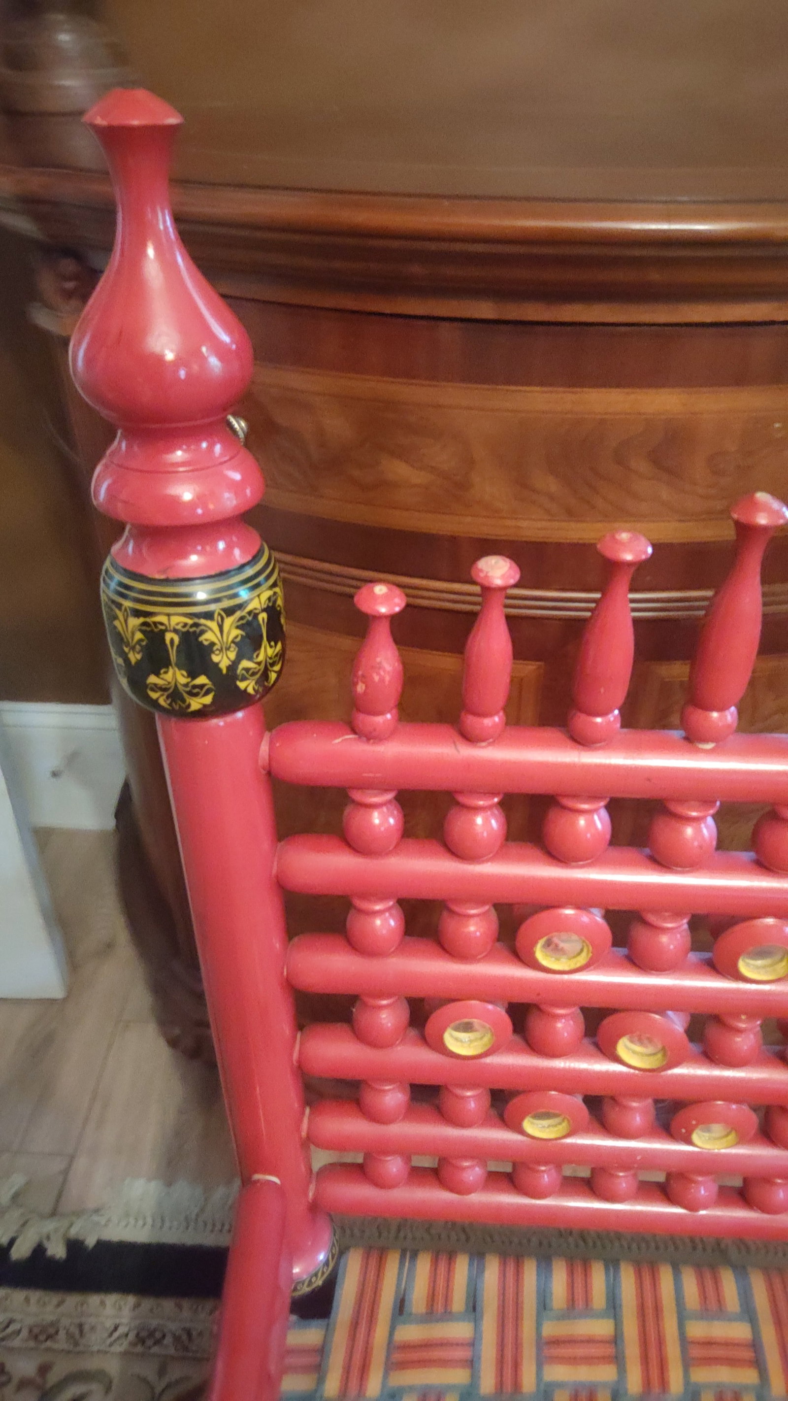 Vintage Pakistani Punjabi Tribal Wedding Chair & Wooden Charpai Cot - 10