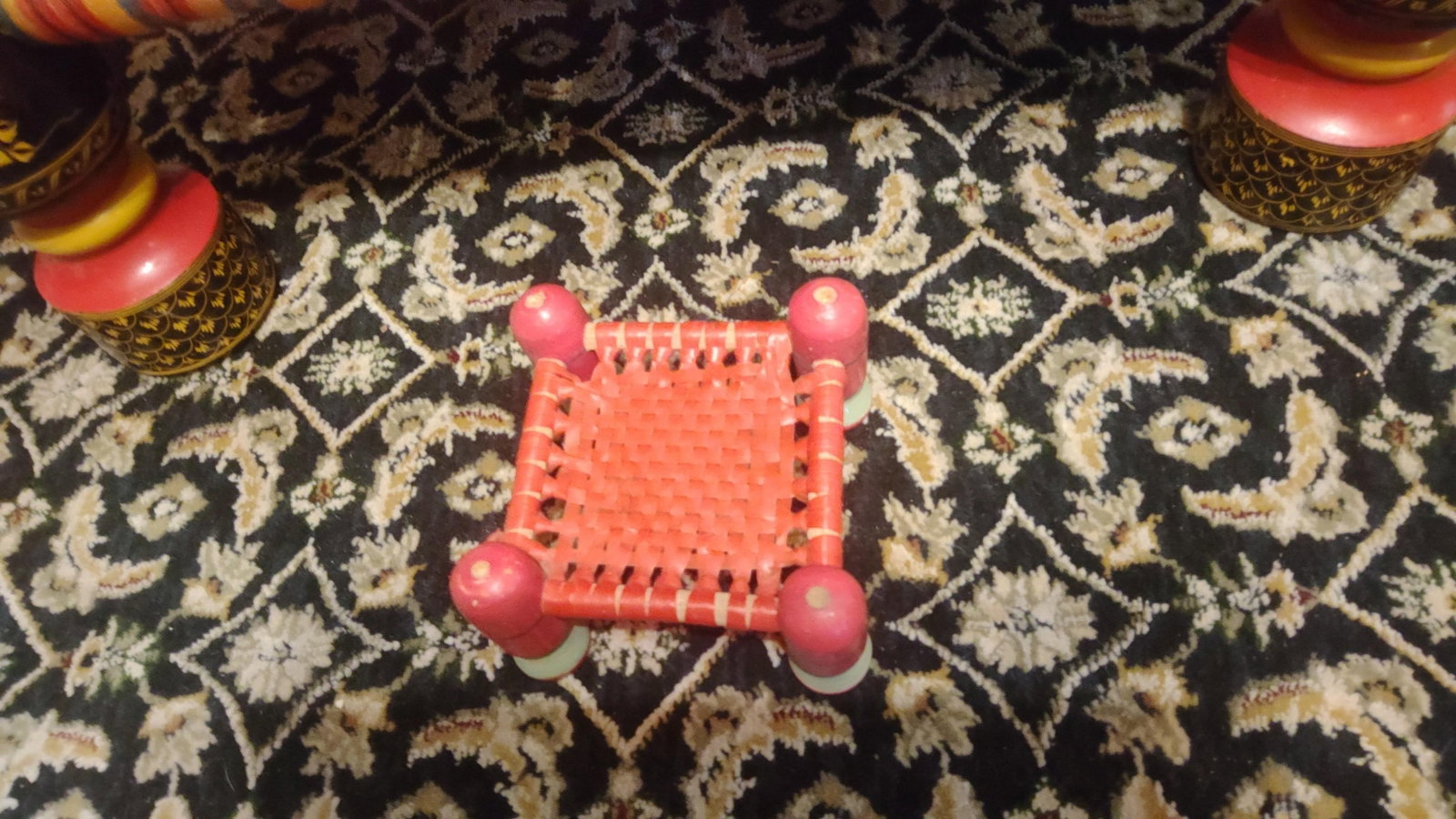 Vintage Pakistani Punjabi Tribal Wedding Chair & Wooden Charpai Cot - 14