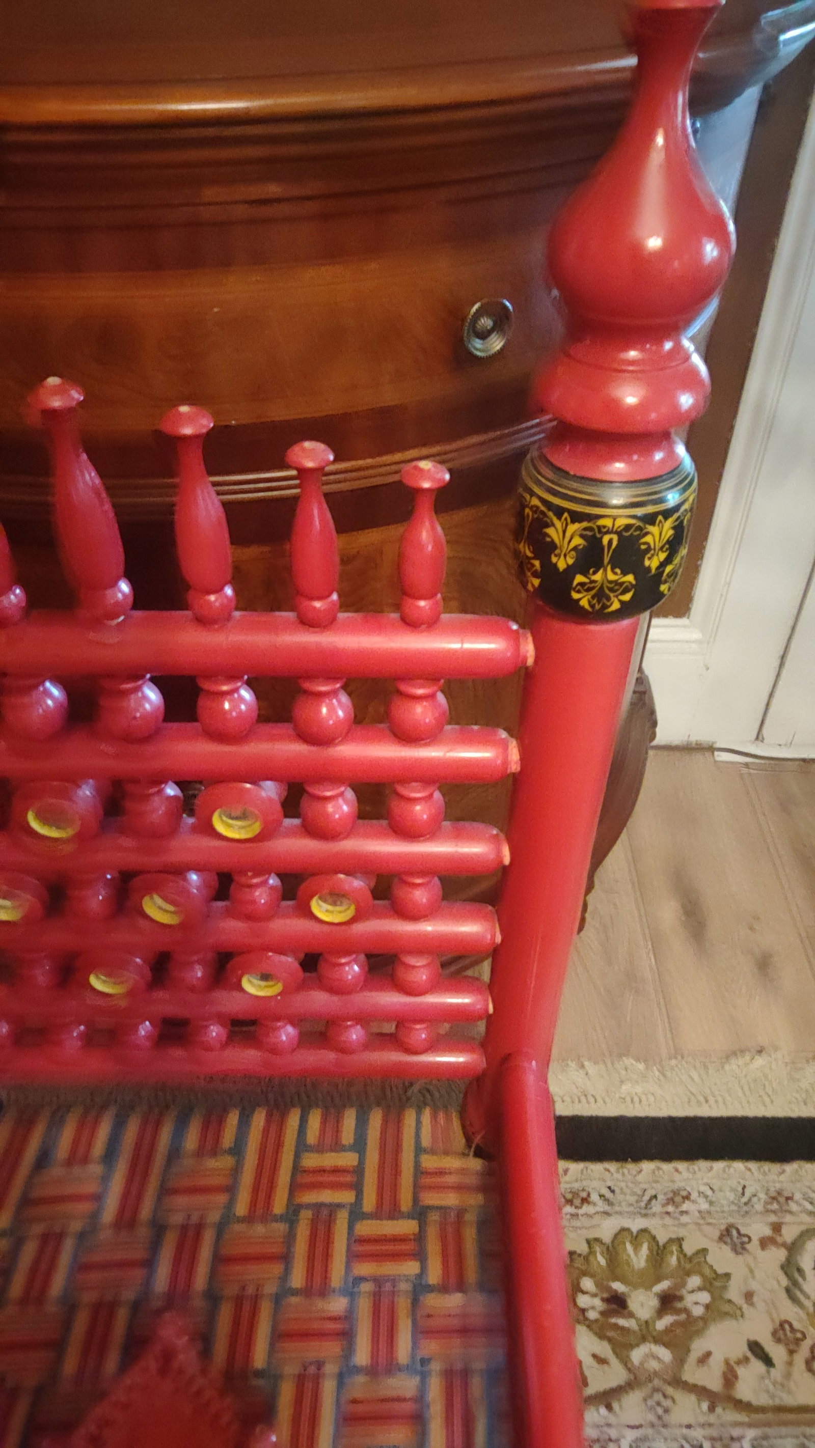 Vintage Pakistani Punjabi Tribal Wedding Chair & Wooden Charpai Cot - 4