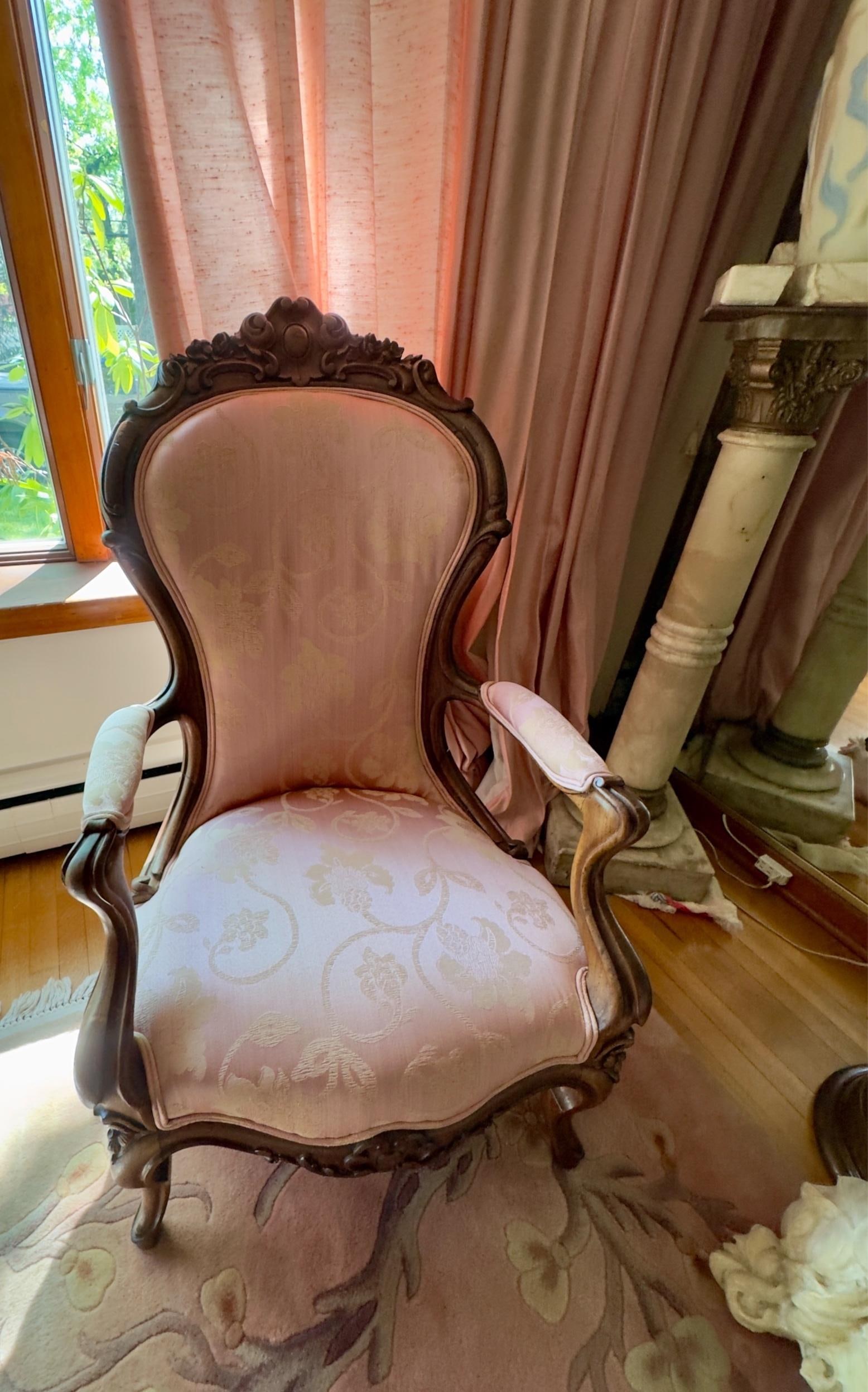 Mid 19th Century Victorian Carved Rosewood Parlor Chair Set - 2