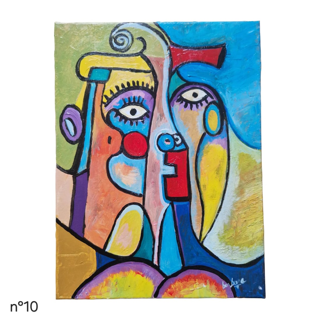 Mid-20th Century Bebela - Cubist Style Portrait, Oil on Canvas - 4