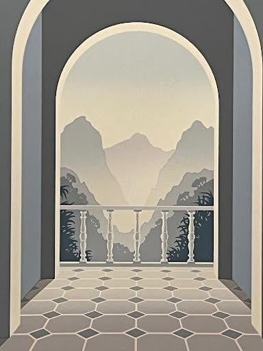 1980s Mick Durrant Signed Serigraph Pair East Wing & West Wing Limited Edition Prints: This exceptional offering features a matching pair of original limited-edition serigraphs by renowned architectural artist Mick Durrant, titled "East Wing" and "West Wing." Perfect for creating a