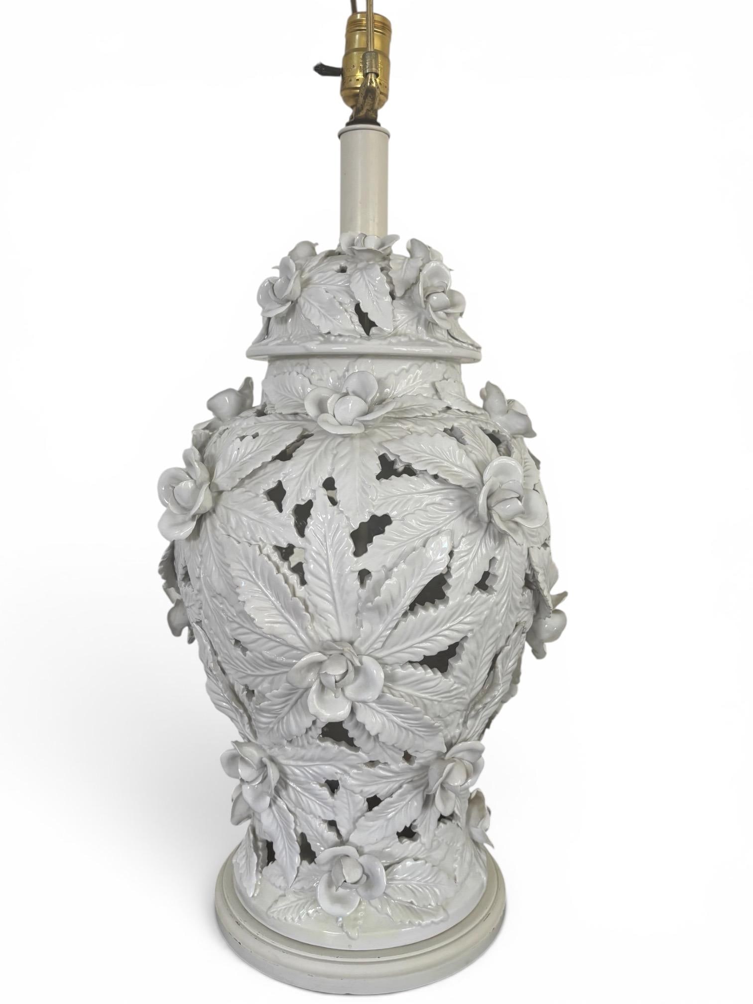 Mid 20th Century Extra Large Porcelain Floral Table Lamp in the Style of Casa Pupo - 3