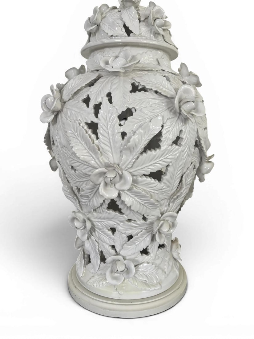 Mid 20th Century Extra Large Porcelain Floral Table Lamp in the Style of Casa Pupo - 5