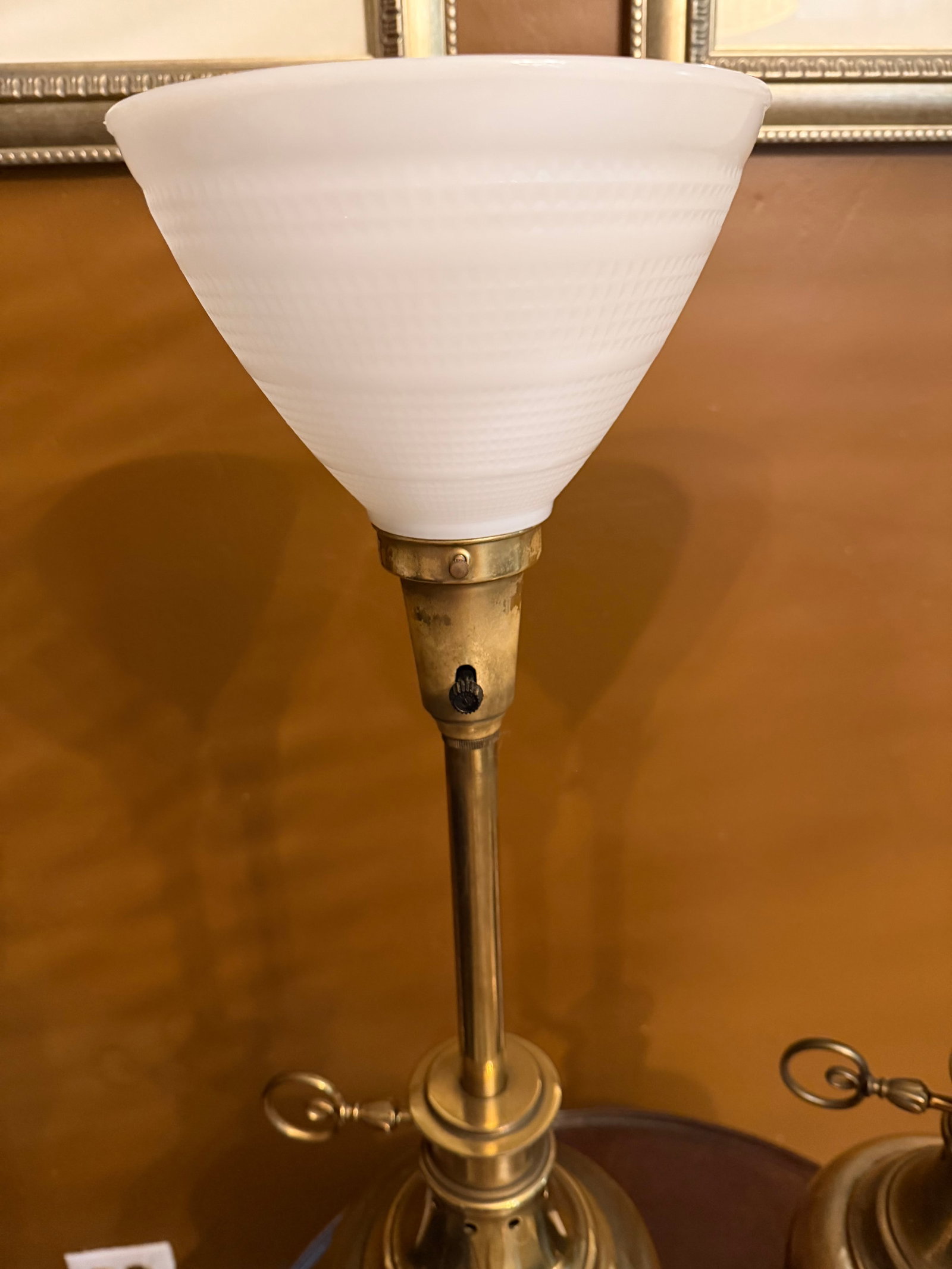 Pair Vintage Stiffel Brass Oil Lamp Style W/ Milk Glass Hollywood Regency Table Lamps W/ Additional - 5