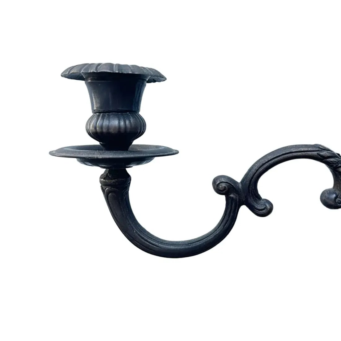 Pair of Vintage Gothic Bronze Candelabras W/Griffin Finial & Crystals - 5