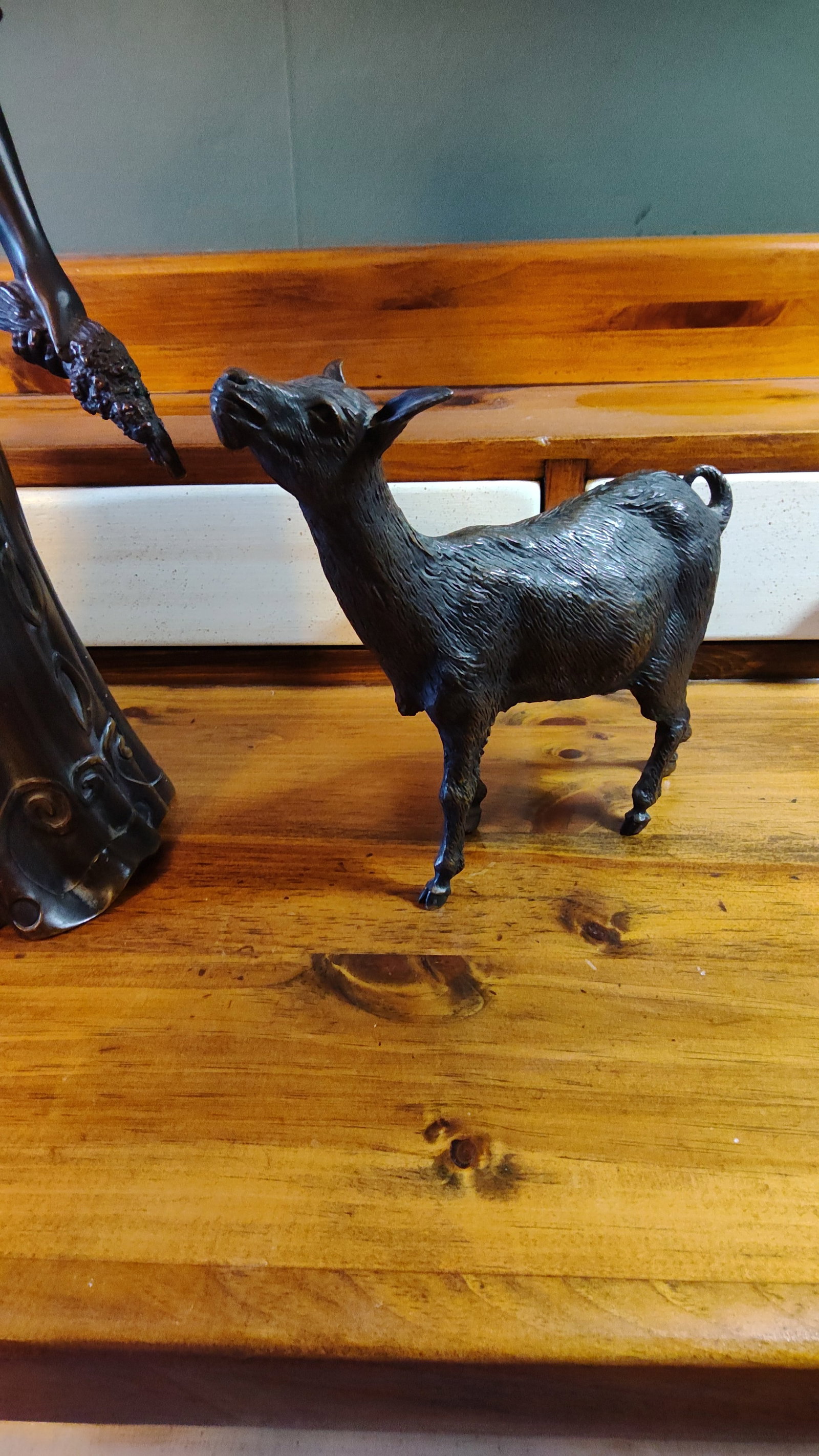 Antique Cast Bronze Woman Feeding Goats 4 Piece Art Deco Sculpture - Stunning - 6