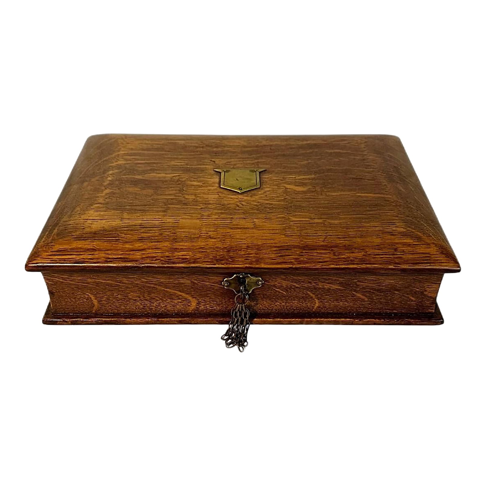 Antique Victorian English Tiger Oak Book Form Lap Desk/Stationery Box W/Inkwell (1 of 12)