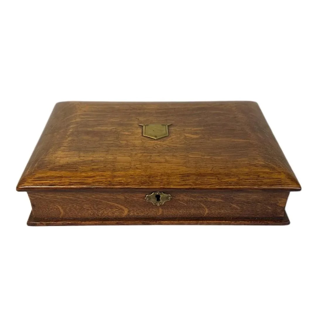 Antique Victorian English Tiger Oak Book Form Lap Desk/Stationery Box W/Inkwell - 6
