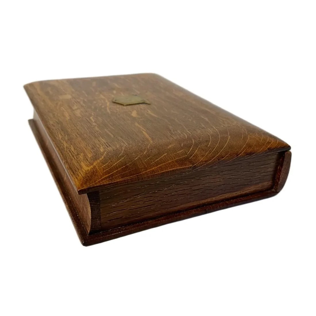 Antique Victorian English Tiger Oak Book Form Lap Desk/Stationery Box W/Inkwell - 9