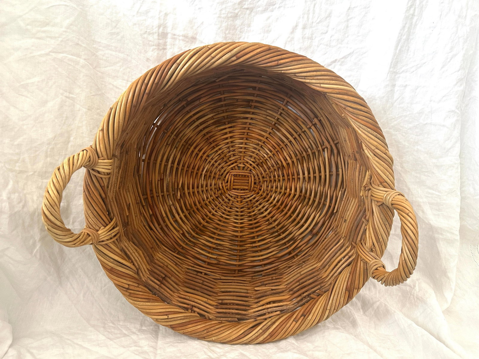 Rustic European Woven Rattan/Wicker Gathering Basket - 2