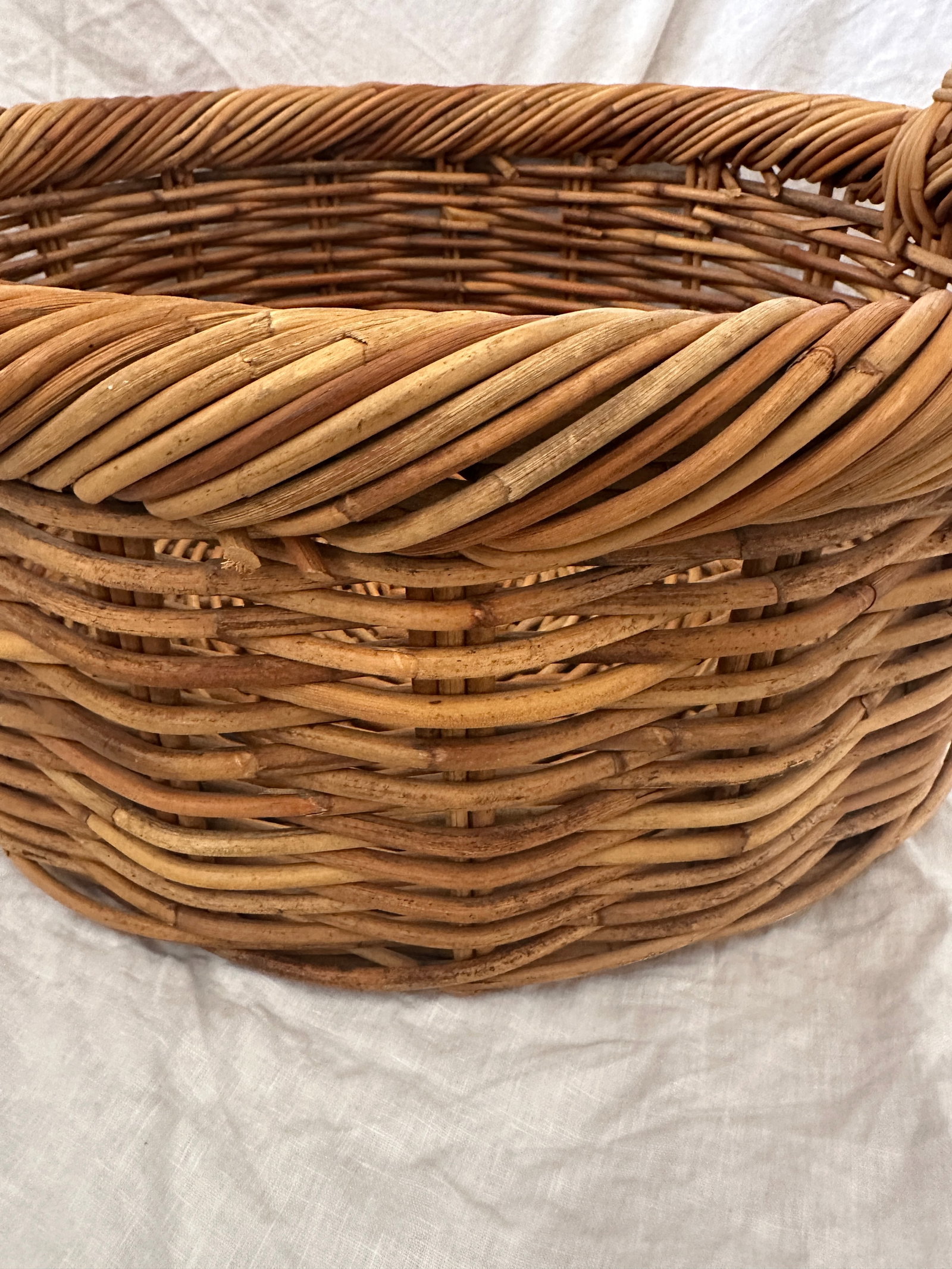 Rustic European Woven Rattan/Wicker Gathering Basket - 5