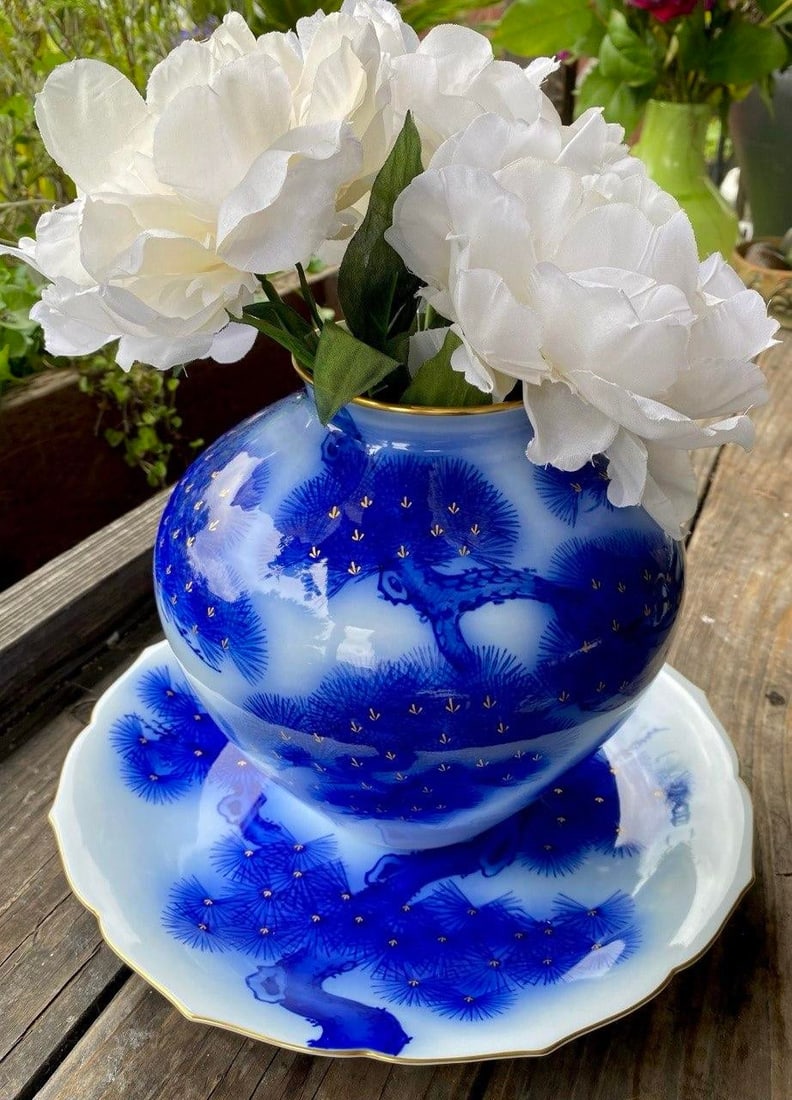 Mid 20th Century Koransha Japanese Cobalt Blue Pine Tree Porcelain Charger - 4