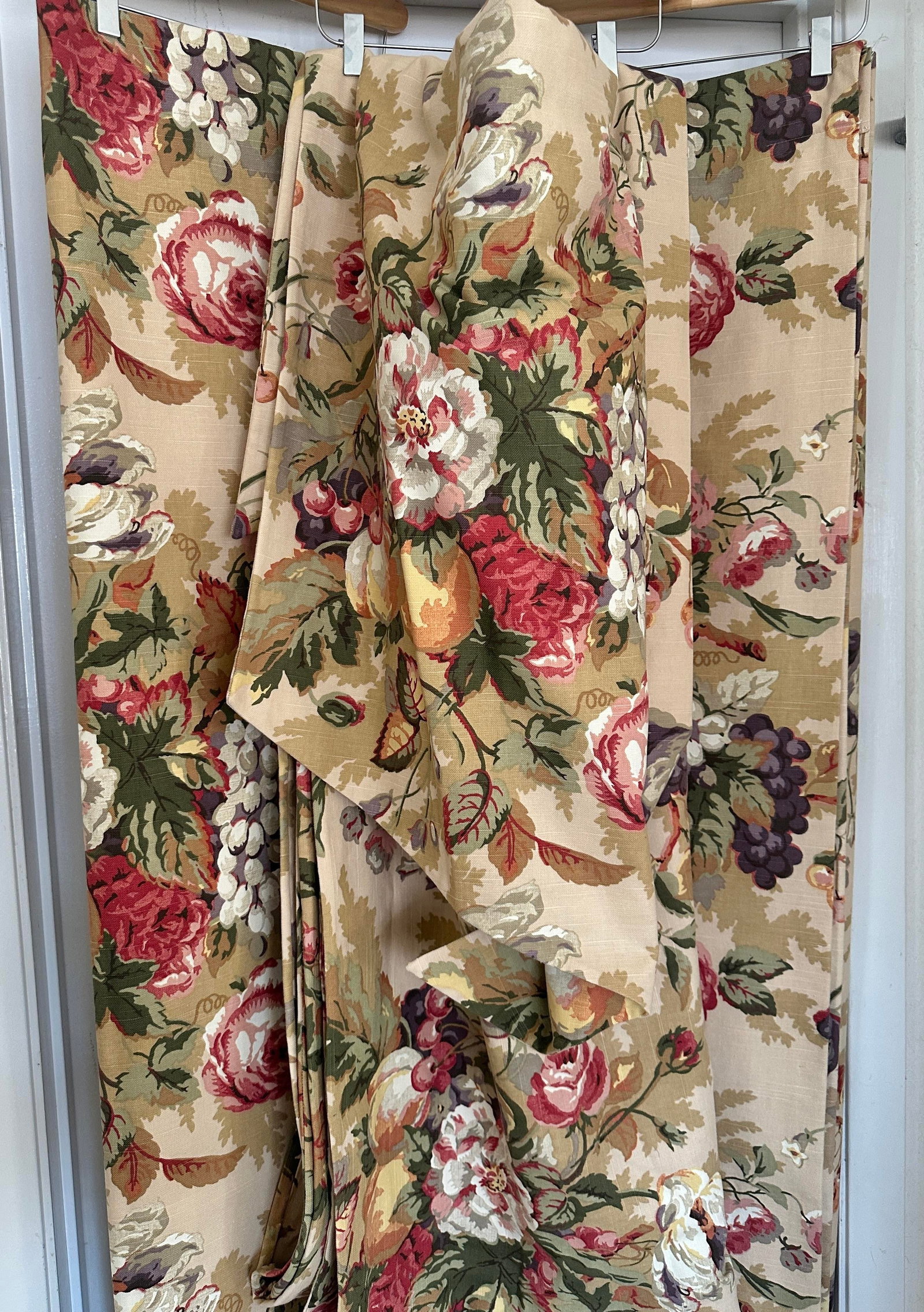 Vintage Thomasville Floral Vallance & 2 Panel Drape Set - 2