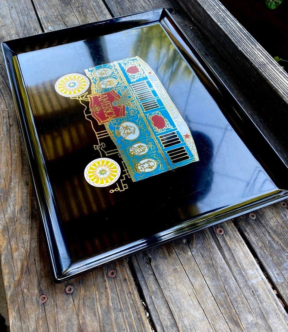 Vintage Couroc of Monterey "America" Circus Wagon Tray | Barnum & Bailey Commemorative Design | Mid- - 3