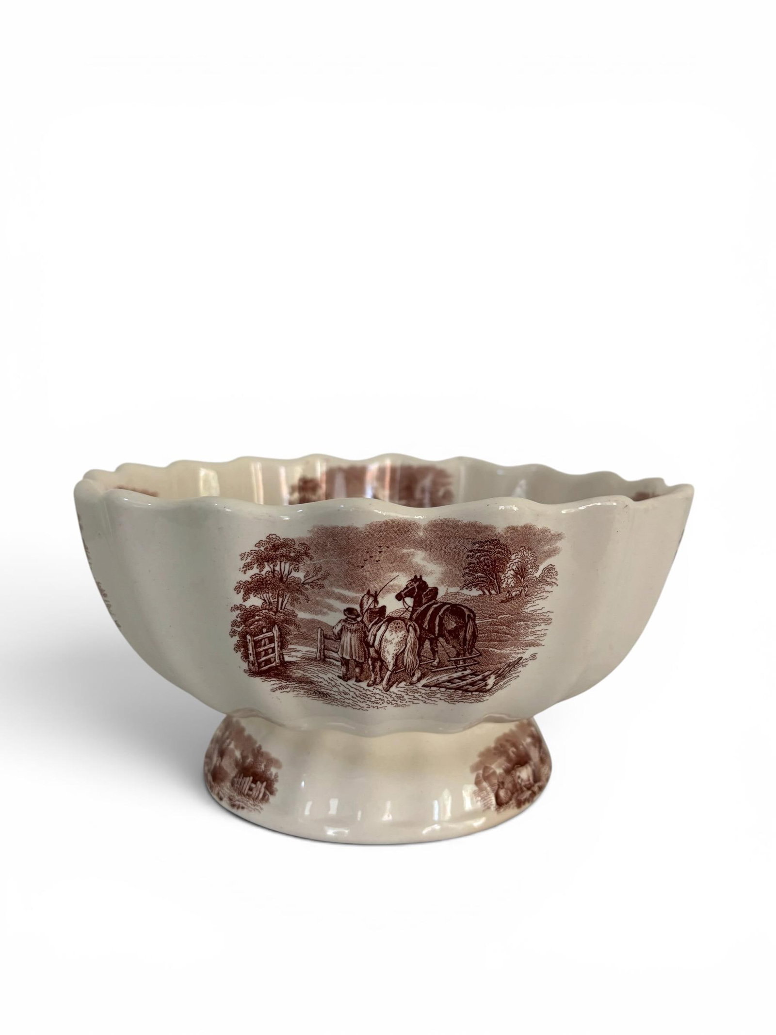Antique Copeland Duncan Rural Pastoral Scene Footed Bowl Circa 1850'5 - 2