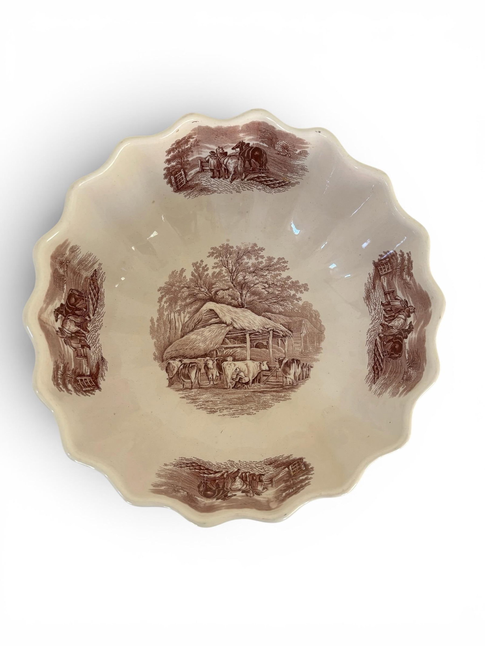 Antique Copeland Duncan Rural Pastoral Scene Footed Bowl Circa 1850'5 - 3