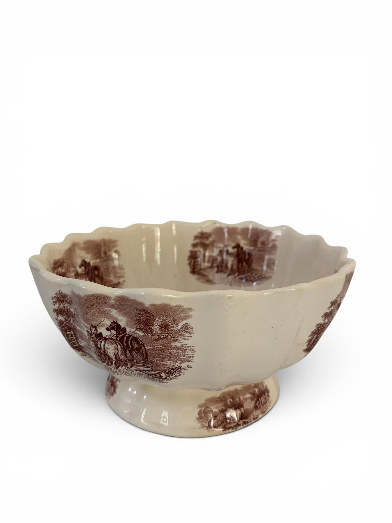 Antique Copeland Duncan Rural Pastoral Scene Footed Bowl Circa 1850'5 - 4