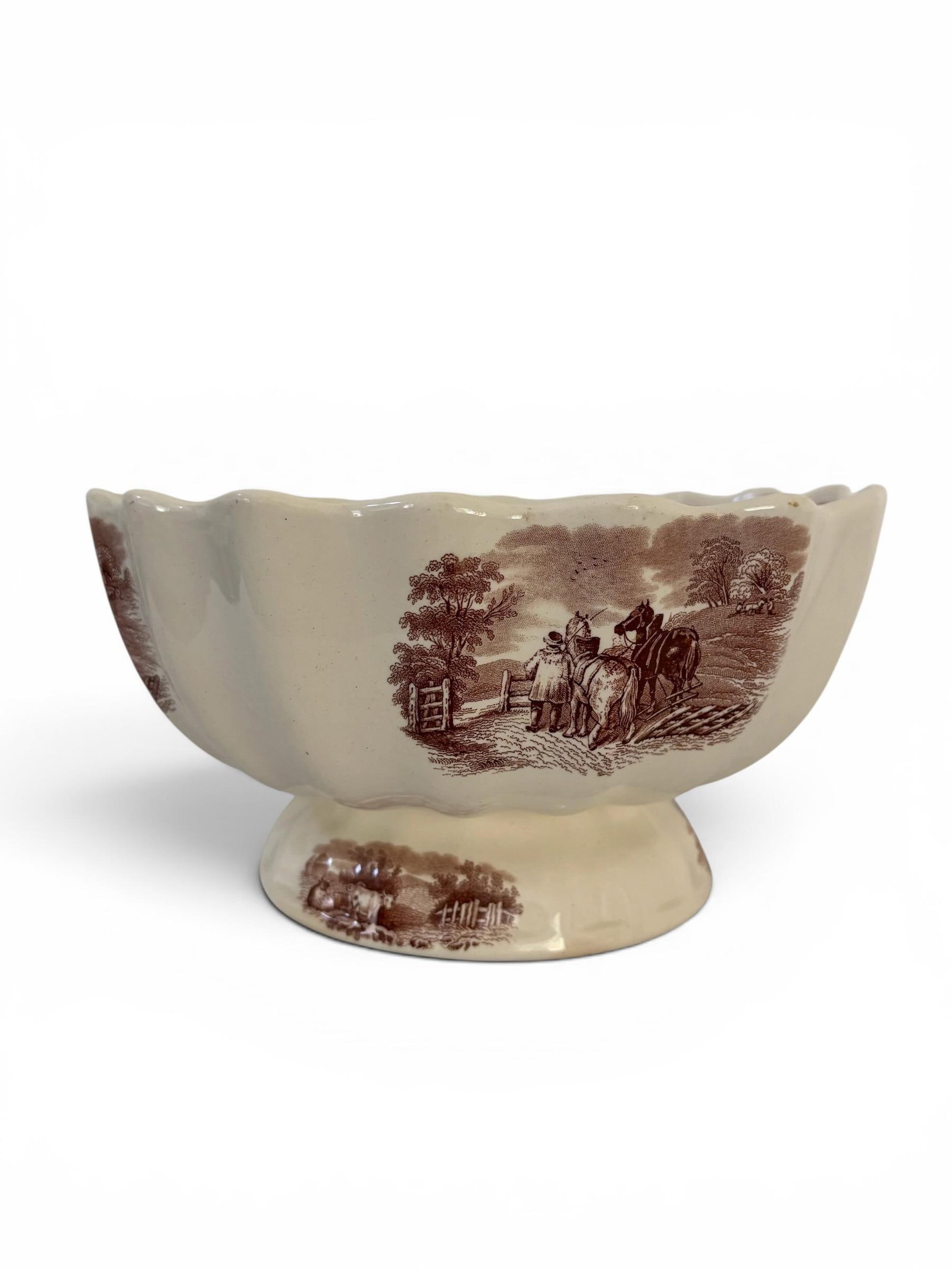 Antique Copeland Duncan Rural Pastoral Scene Footed Bowl Circa 1850'5 - 5