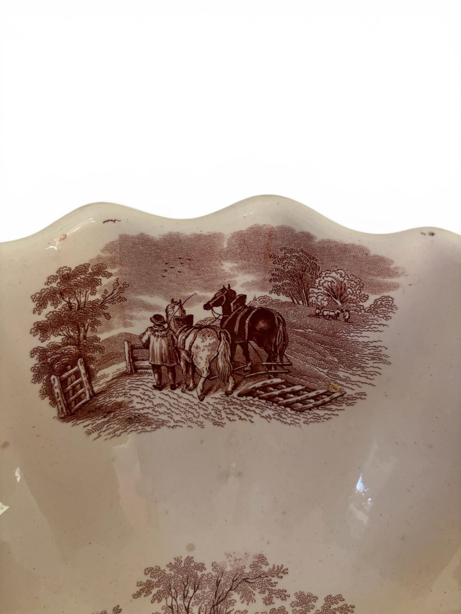 Antique Copeland Duncan Rural Pastoral Scene Footed Bowl Circa 1850'5 - 6