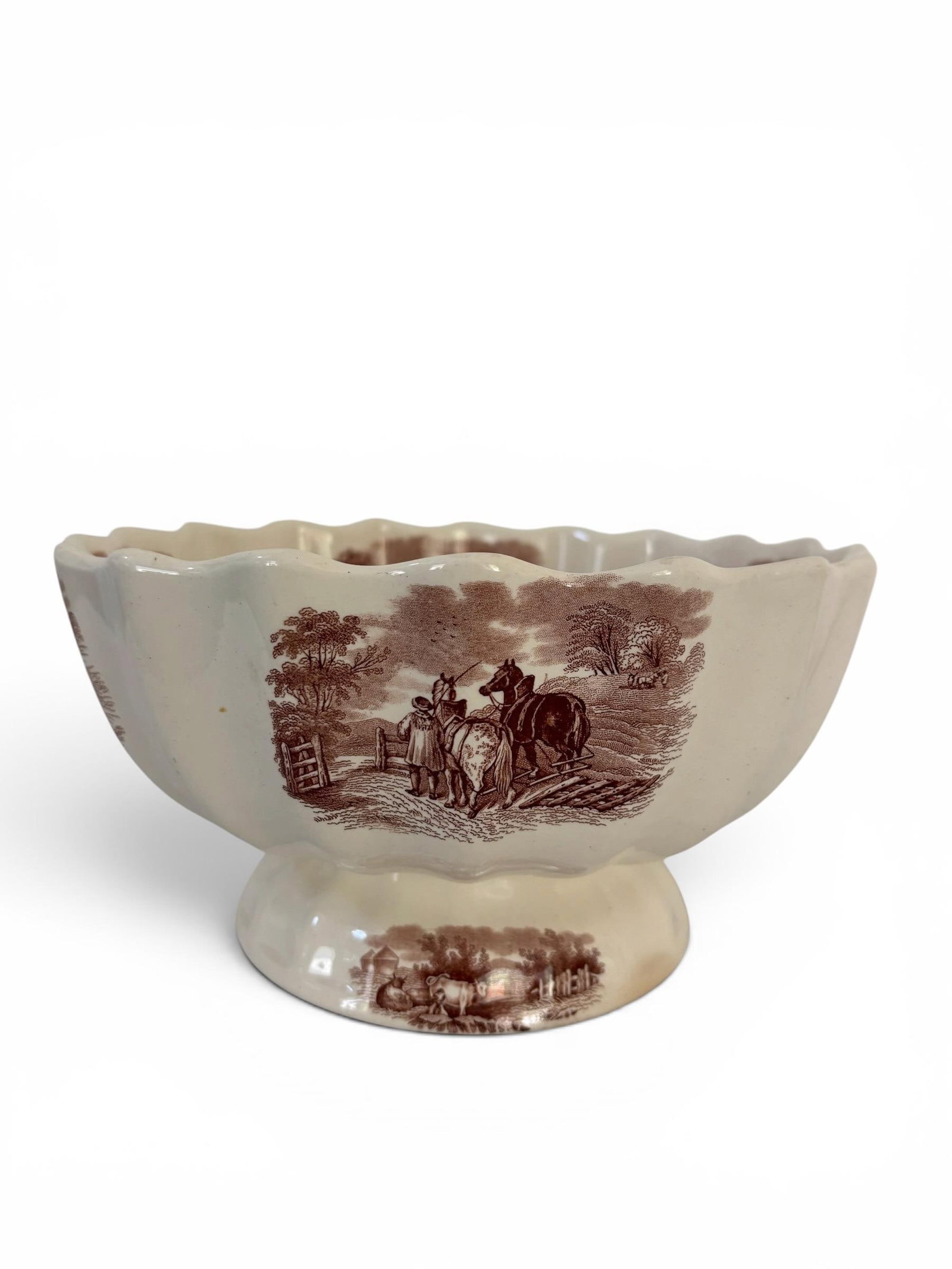 Antique Copeland Duncan Rural Pastoral Scene Footed Bowl Circa 1850'5 - 8