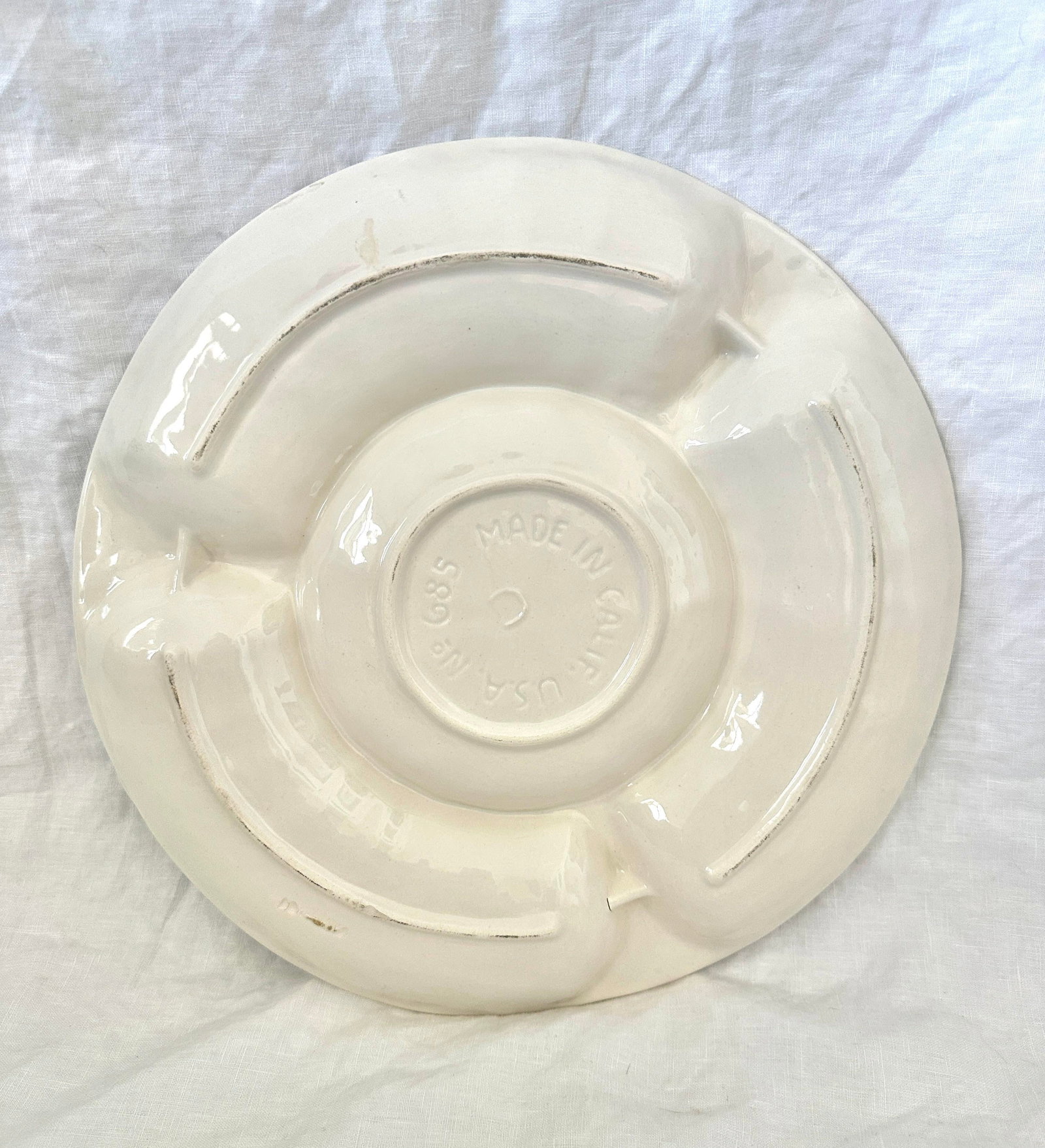 Vintage California Pottery Artichoke Divided Platter - 3