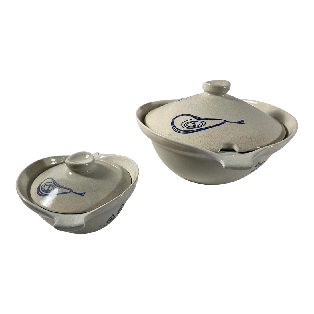 1950s Rare Ben Seibel Pfaltzgraff Country-Time Lidded Casserole Set - A Pair: An absolute treasure for the mid-century modern kitchen collector! This is a rare, matching two-piece nested set of lidded covered casseroles from the iconic 1952 "Country-Time" line. Designed by