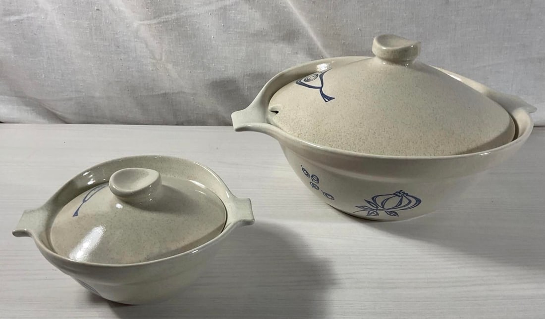 1950s Rare Ben Seibel Pfaltzgraff Country-Time Lidded Casserole Set - A Pair - 2