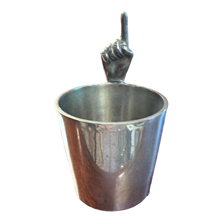 Antique Abercrombie & Fitch Co. By James Dixon & Sons "One Finger" Jigger / Shot: The Antique Abercrombie & Fitch Co. by James Dixon & Sons "One Finger" Jigger / Shot is a collectible barware item made of silverplate. This unique piece was manufactured between 1920-1949, and