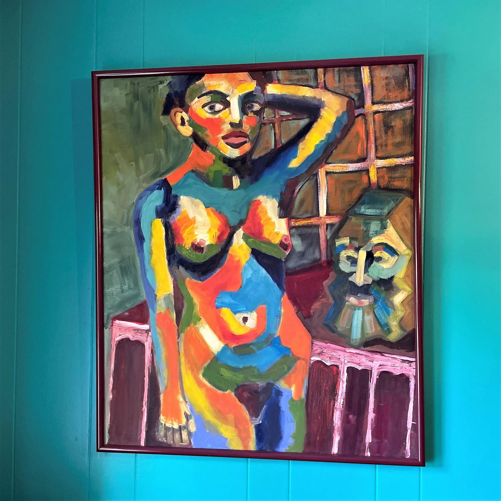 Late 20th Century Fauvist Palette Portrait of Woman Oil Painting, Framed - 3